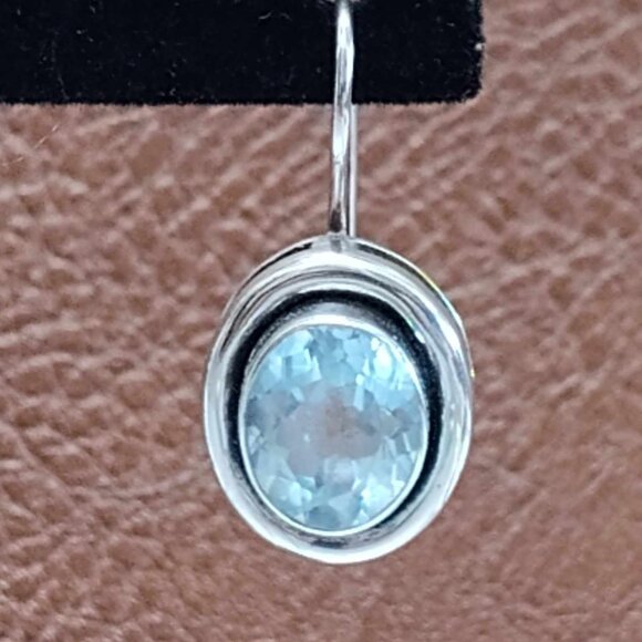 Silpada Blue Topaz Sterling Silver earrings with locking French wires - Picture 2 of 6